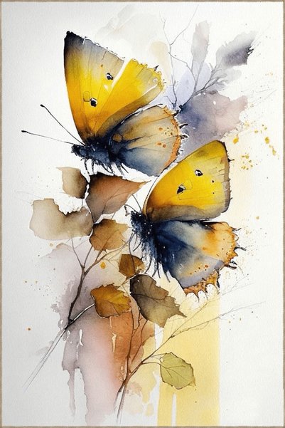 Rugs Modern Halı Yellow Tone Winged Abstract Butterfly Patterned Modern Decor...