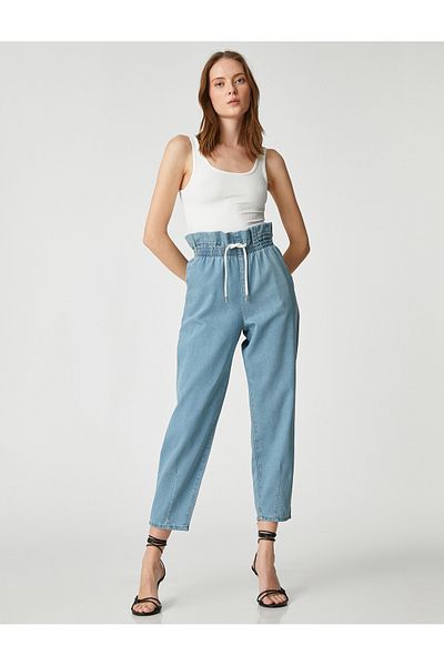 Koton Jeans mit elastischem Bund, entspannter Schnitt – Baggy-Jeans