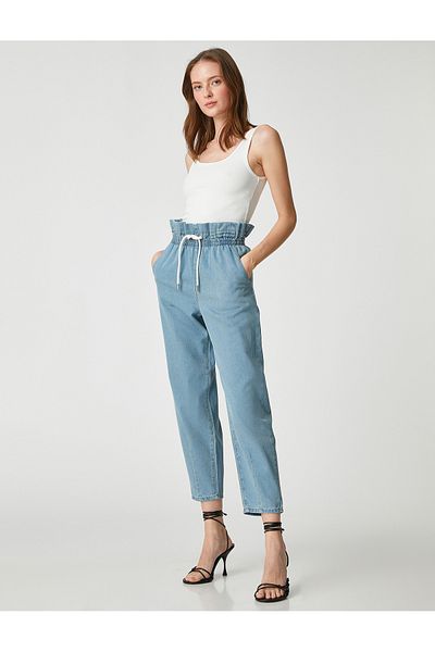 Koton Jeans mit elastischem Bund, entspannter Schnitt – Baggy-Jeans