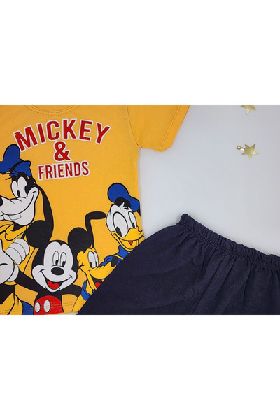 By Cwhr Mickey Printed 100% Cotton Boys' Shorts and T-Shirt Set