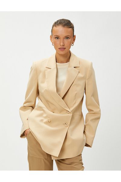 Koton Blazer-Jacke, zweireihig, geknöpft, seidig strukturiert