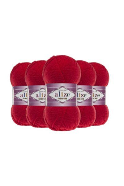 Alize غزل قطن ذهبي محبوك يدويًا أحمر 56