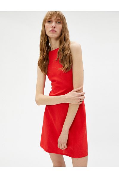 Koton Leinenkleid Mini Neckholder