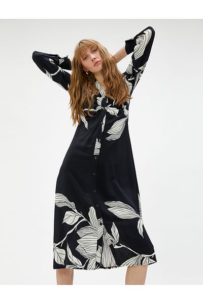 Koton Πουκάμισο Φόρεμα Floral Midi Μήκος