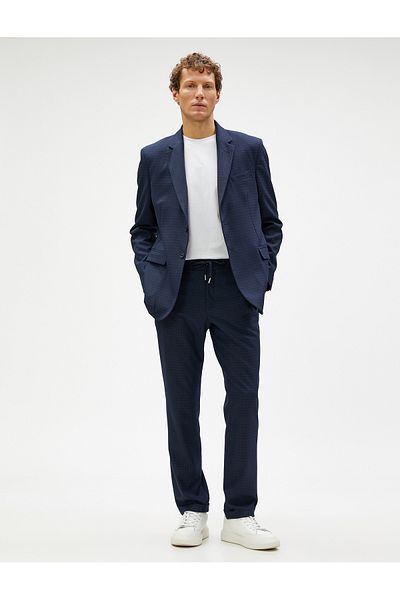 Koton Sommerjacke, Blazer, karierte Nähte, geknöpfte Tasche