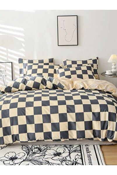 Lotusline Dama Desen Tek Kişilik Nevresim Takımı - Seti Solmaya Dayanıklı Kumaş