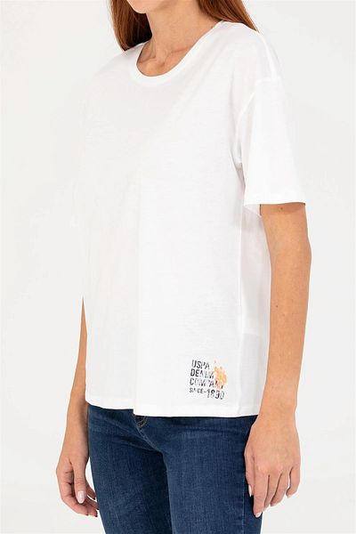 U.S. Polo Assn. Tricou Ecru pentru damă - Gât crew