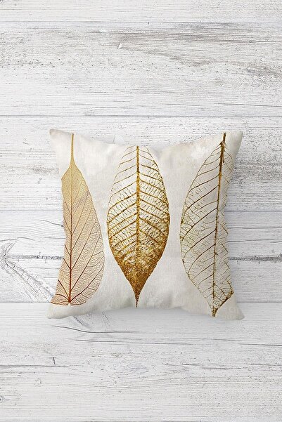 on the clouds Striped Leaves Themed Hidden Zippered Throw Pillow Cover Sofa Pillow Cover Set (4pcs)
