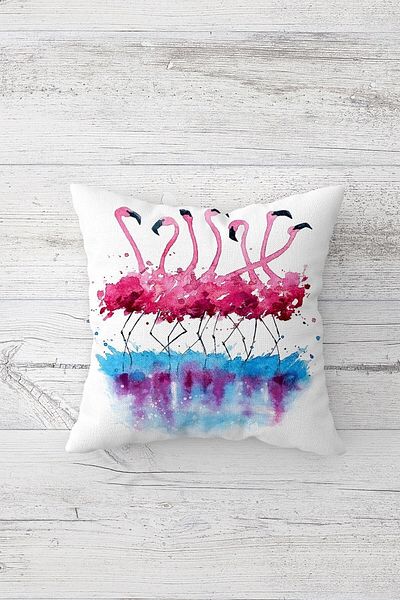 on the clouds Față de pernă cu fermoar ascuns cu model flamingo drăguț cu imprimeu pe două fețe