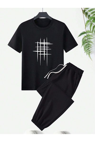 Mella&Co Set de trening unisex cu imprimeu hashtag - cu gât supradimensionat
