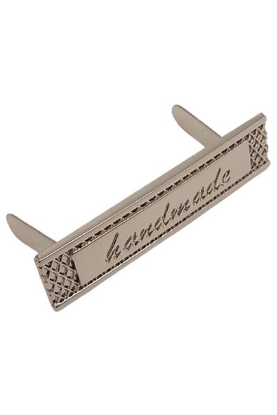angel çanta aksesuar Accesoriu Geanta Handmade Angel - Placa Eticheta Metalica de culoare argintie 4x1 cm