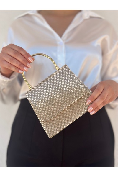 she poly Women's Gold Evening Dress Clutch Portfolio Handheld Wedding Engagement Evening Bag