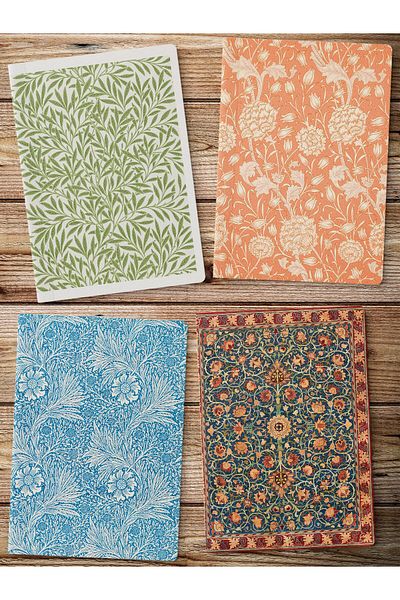 Postifull Caiet fără căptușeală William Morris - 4 bucăți, 64 pagini, 14*21 cm Caiet de note