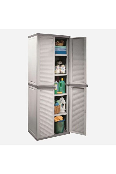 Trendidea 4 Raflı Çok Amaçlı Plastik Dolap 177X65X45 cm Gri