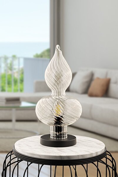 Begüsa Plaza Abajur Siyah Şeffaf Cam