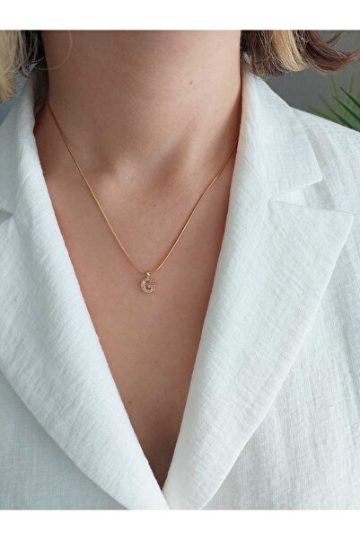 LUCKY ACCESSORIES Çelik Minimalist Zirkon Harf Kolye - G Harfi - Kişiye Özel ...