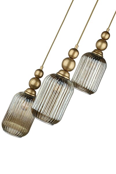 Begüsa Vamos 3.lü Avize Eskitme Füme Cam