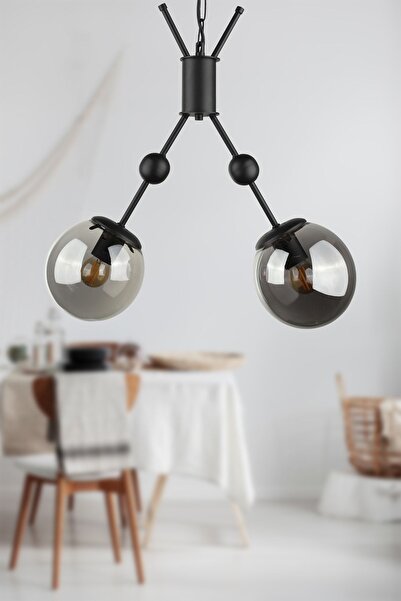 Begüsa Delf 2.li Avize Siyah Füme Cam