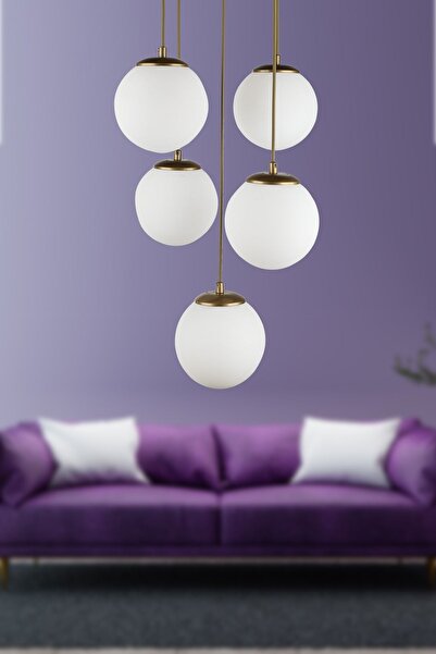 Begüsa Alegro 5.li Avize Eskitme Beyaz Cam