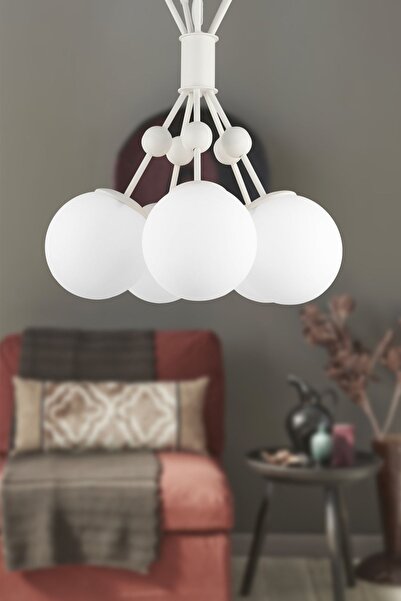 Begüsa Delf 5.li Avize Beyaz Beyaz Cam