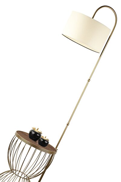 Begüsa Venezia Sehpa Lambader Eskitme Ceviz Ahşap Krem Şapka