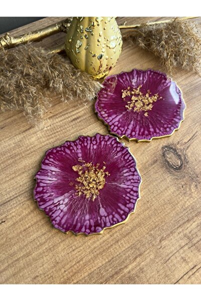 Sultan Tasarım Gold Leaf Single Coaster - Damson