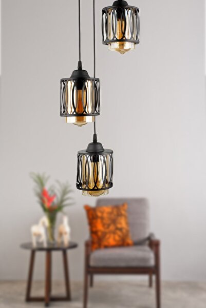 Begüsa Nasa 3.lü Avize Siyah