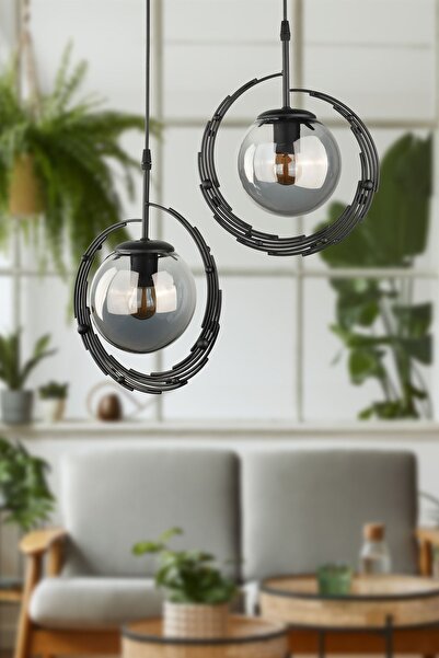 Begüsa Titan 2.Li Avize Siyah Füme Cam