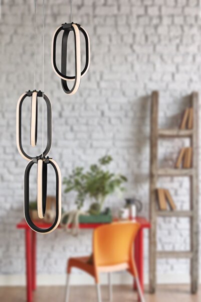 Begüsa Göktuğ 3 Renk Ledli 3.lü Avize Siyah