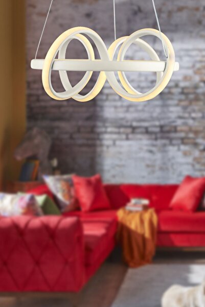 Begüsa Space 3 Renk Ledli Kumandalı Dimmerli Avize Beyaz 30.luk