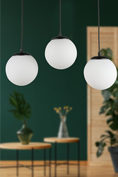 Begüsa Alegro 3.lü Sıralı Avize Siyah Beyaz Cam