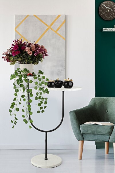 Begüsa Nano 2.li Sehpa Siyah Mermer Ahşap