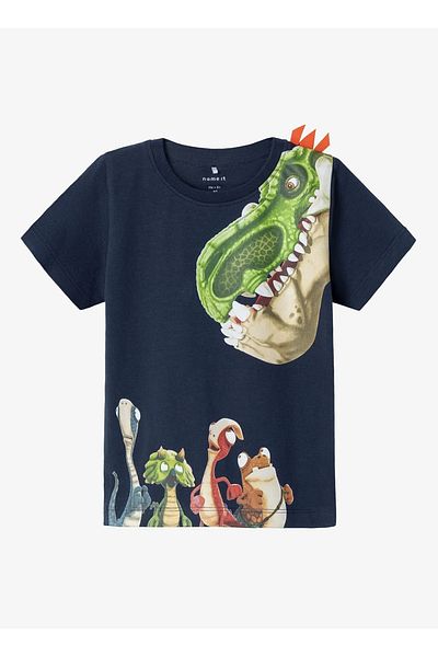 name ıt Тъмносиня тениска за момче - Name It Patterned, GIGANTOSAURUS SS TOP VDE