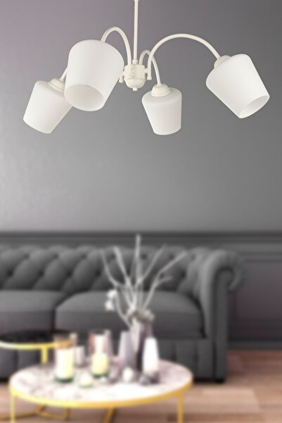 Begüsa Kasırga 4.Lü Avize Beyaz Camlı