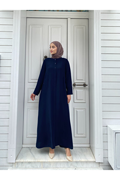 JALİA Women's Crepe Zippered Ferace - Oval Pocket and Snap Detail