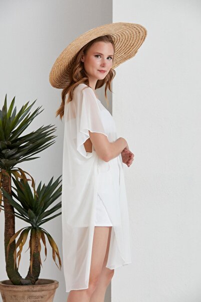 Space Fashion White Transparent Tulle - Long Sea Outlet Pareo