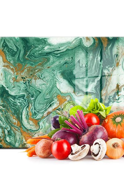 Decovetro Green Gold Marble Look Glass Cutting and Presentation Table - 30cm x 40cm
