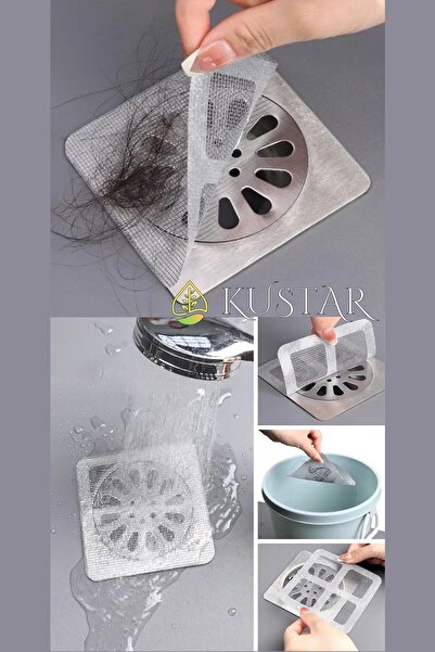 KUSTAR 10'Lu Banyo Lavabo Eviye Zemin Gider Filesi Gider Kapağı Gider Süzgeci...