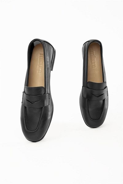Milaura 20205 Model Women's Black Leather Loafer