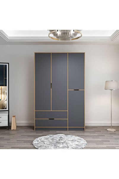 Minar Elina 3 Kapaklı Dolap - Dore/Antrasit