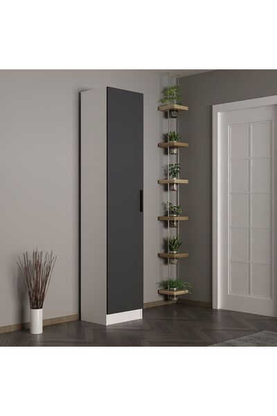 Minar Kale 210 Cm 1 Kapaklı 1b Raf Portmanto Beyaz