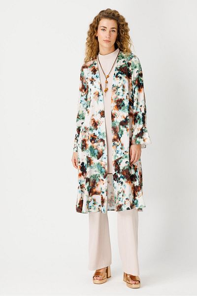 Esswaap Set kimono și pantaloni cu modele speciale de culoare bej