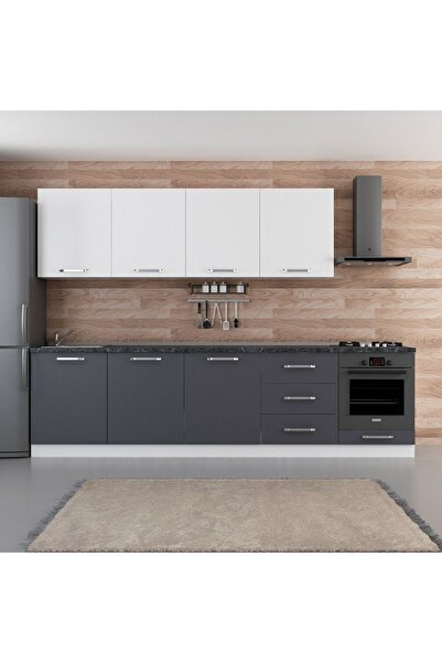 Minar 300 Cm Mutfak Dolabı Beyaz Antrasit 300-a10