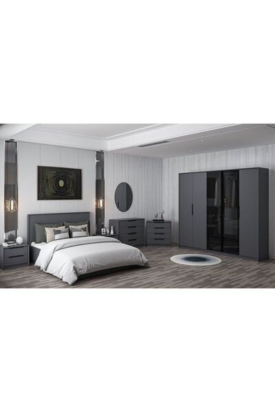 Minar Kale Luxe Yatak Odası Takımı - Antrasit Set 4