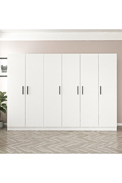 Minar Kale 6 Kapaklı Zincir Dolap - Gardrop - Beyaz