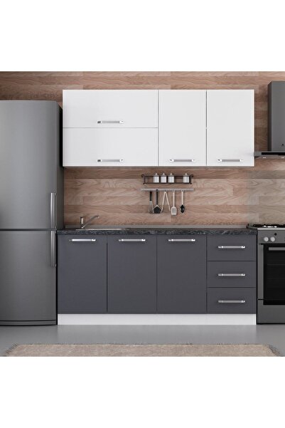 Minar 180 Cm Mutfak Dolabı Beyaz Antrasit 180-a2