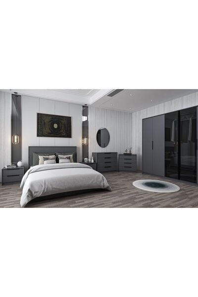 Minar Kale Luxe Yatak Odası Takımı - Antrasit Set 4