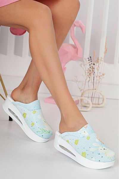 SABOTERLİK Air Sole Wedge Heels Orthopedic Hospital Nurse Women Sabo Slippers Rabbit