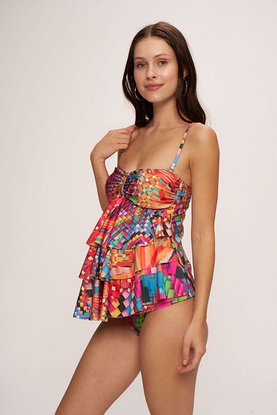 Pierre Cardin Set tankini de maternitate cu volan cu bretele subțiri - Abstract