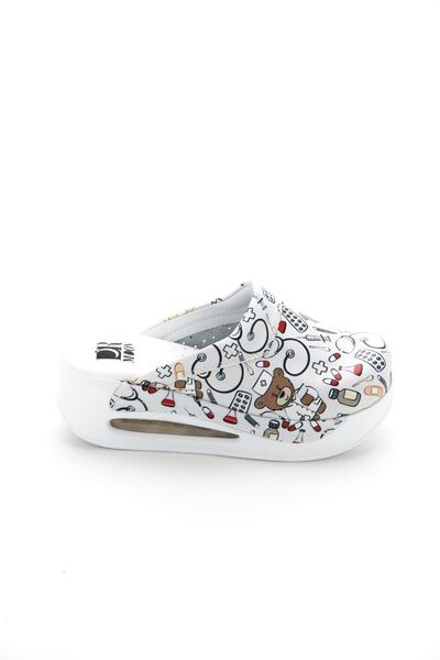 SABOTERLİK Patterned Air Sole Wedge Heeled Orthopedic Hospital Nurse Women's Slippers